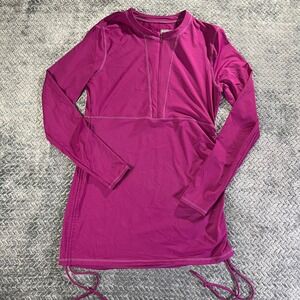 Athleta Magenta Pink Long Sleeve Tidal Ruched Side Athletic Top Womens M‎